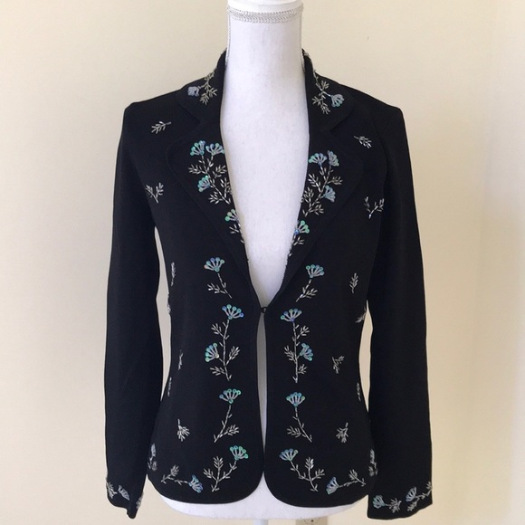 BCBGMaxazaria medium black beaded cardigan - Picture 1 of 8